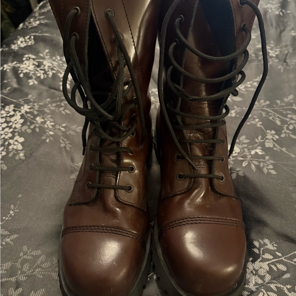 Oxblood Boots & Braces Burgundy Steel-toed boots